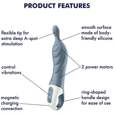SATISFYER - AMAZING 2 ASPOT VIBRATOR GREY SATISFYER - AMAZING 2 ASPOT VIBRATOR GREY